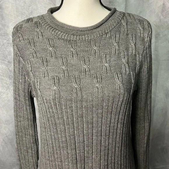 Bobbie Brooks Dark Gray Roll Collar Ribbed Long Sleeve Sweater - Medium - Picture 2 of 11